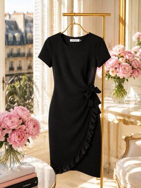 Vintage Rickie Freeman for Teri Jon Black Cocktail Dress Size 6 | Designer Eveni